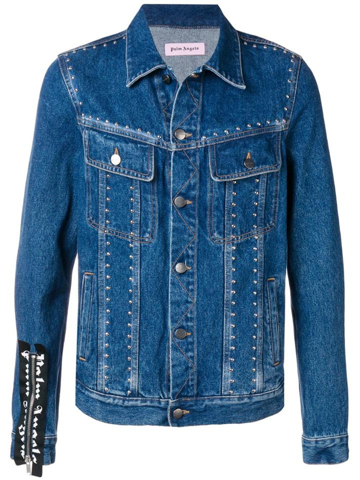 Palm Angels Stud-embellished Denim Jacket - Blue
