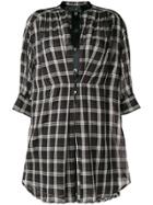Marc Jacobs Plaid Mandarin Collar Shirt Dress - Black
