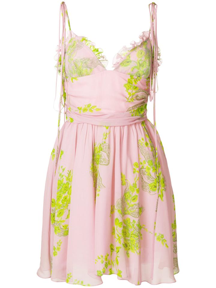 Brognano Leaf Printed Dress - Pink & Purple