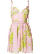 Brognano Leaf Printed Dress - Pink & Purple