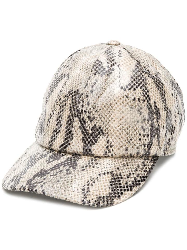 Msgm Snakeskin Effect Baseball Cap - Nude & Neutrals
