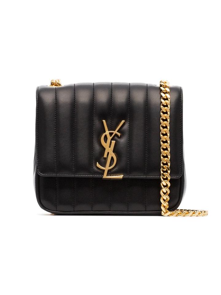 Saint Laurent Black Vicky Logo Plaque Bag