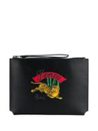 Kenzo Logo Print Zip Pouch - Black