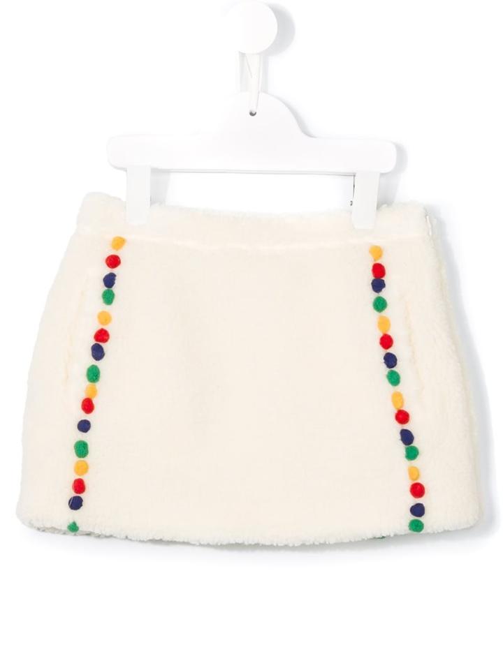 Au Jour Le Jour Kids Textured Pom Pom Trim Skirt, Girl's, Size: 12 Yrs, Nude/neutrals