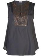Brunello Cucinelli Embellished Tank Top - Cw571 Volcano/tobacco
