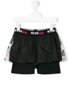 Msgm Kids - Double Layered Shorts - Kids - Polyester - 6 Yrs, Black
