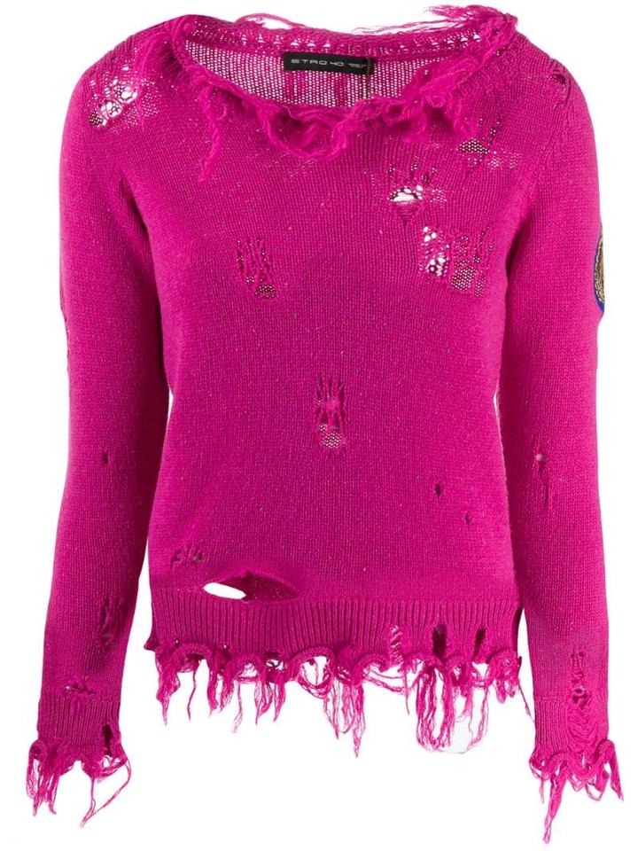Etro Distressed Knitted Jumper - Pink