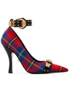 Versace Multicoloured 105 Tartan Medusa Buckle Cotton Pumps