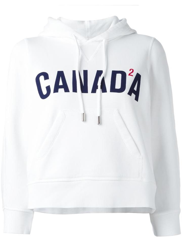 Dsquared2 Canada Cropped Hoodie, Women's, Size: Xs, White, Cotton