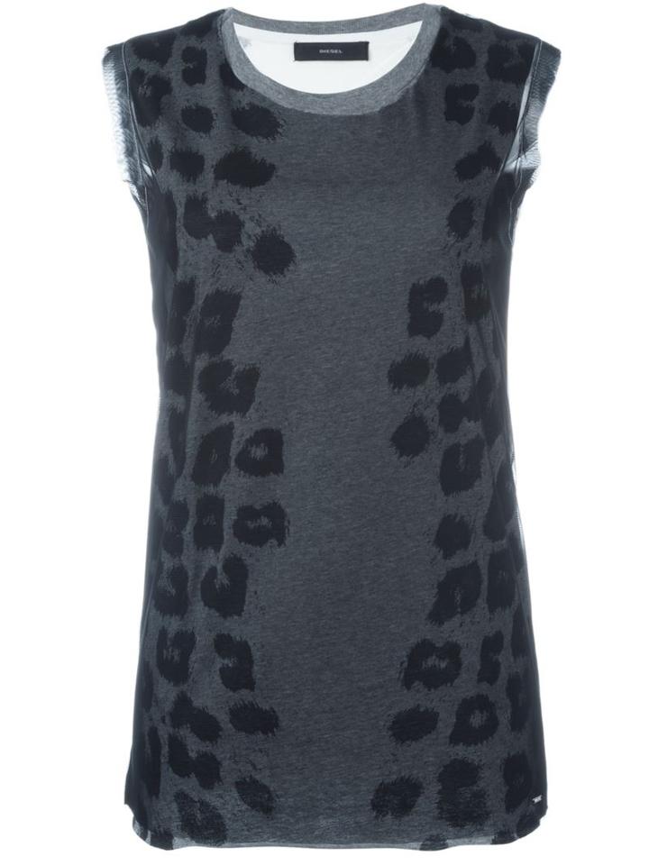 Diesel Animal Print Top, Women's, Size: Xs, Black, Polyester/cotton