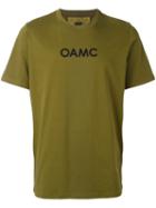 Oamc Logo Print T-shirt, Men's, Size: Medium, Green, Cotton/polyamide/spandex/elastane
