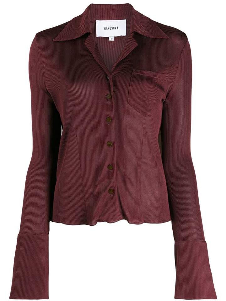 Nanushka Button Down Knit Shirt - Purple