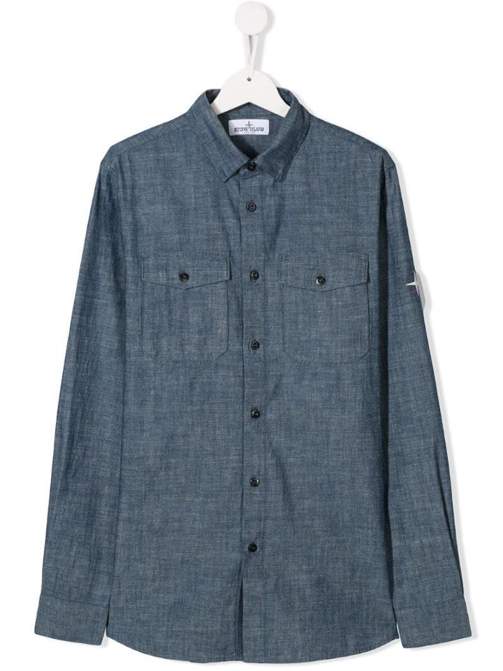 Stone Island Junior Chest Pocket Shirt - Blue