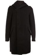 Kazuyuki Kumagai Dislocated Fastening Hooded Coat, Men's, Size: 3, Black, Cupro/cashmere/wool