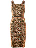 Versace Greca Trim Dress, Women's, Size: 42, Yellow/orange, Cotton