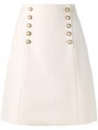 Gucci - Buttoned A-line Skirt - Women - Silk/acetate/wool - 42, Nude/neutrals, Silk/acetate/wool