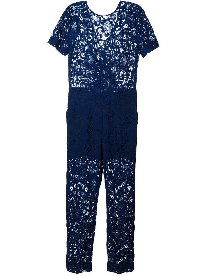 Msgm Lace Jumpsuit, Women's, Size: 44, Blue, Cotton/polyamide/polyester