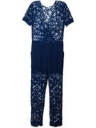 Msgm Lace Jumpsuit, Women's, Size: 44, Blue, Cotton/polyamide/polyester