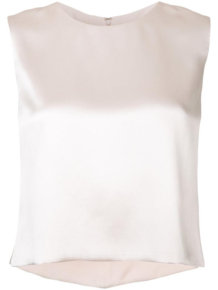 Brandon Maxwell - Cropped Blouse - Women - Silk - 12, Pink/purple, Silk