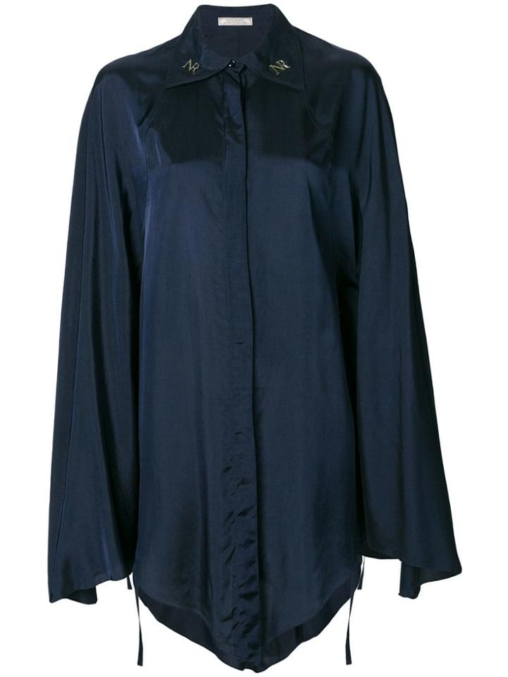 Nina Ricci Satin Wide Sleeve Shirt - Blue
