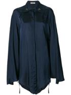 Nina Ricci Satin Wide Sleeve Shirt - Blue