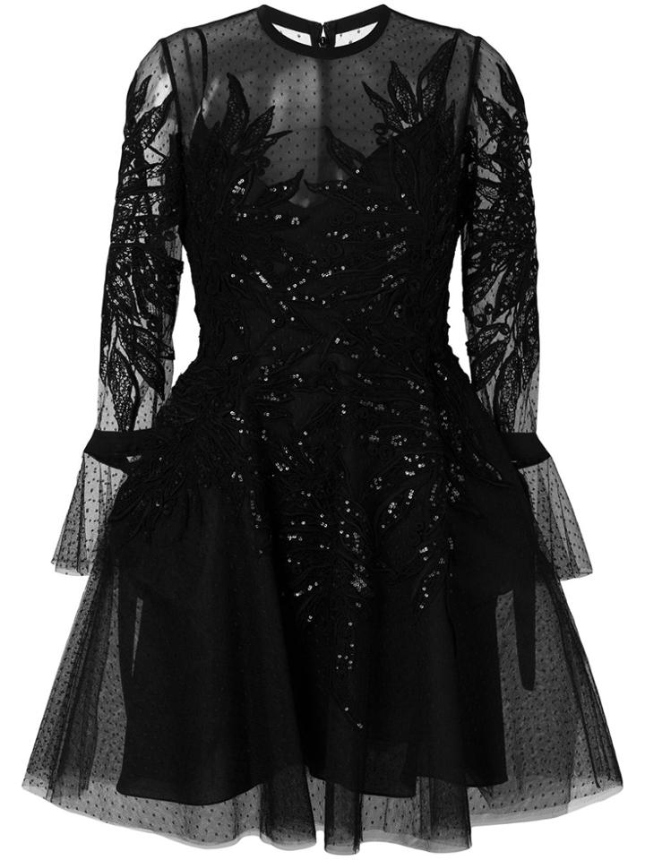 Elie Saab Embellished Tulle Dress - Black