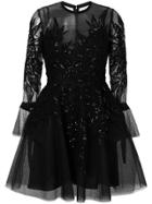 Elie Saab Embellished Tulle Dress - Black