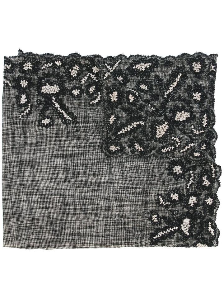 Faliero Sarti Embroidered Scarf, Women's, Black, Silk/cotton/wool