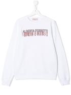 Alberta Ferretti Kids Teen Beaded Fringe Logo Sweatshirt - White