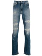 Calvin Klein Jeans Distressed Slim Fit Jeans - Blue