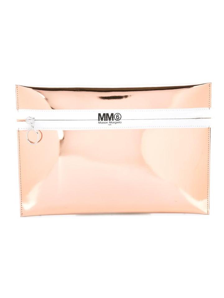 Mm6 Maison Margiela Metallic (grey) Zipped Clutch, Women's, Polyester/polyurethane
