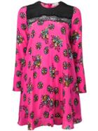 Red Valentino Floral Print Shift Dress - Pink & Purple