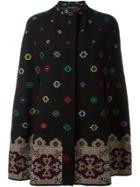 Alexander Mcqueen Floral Cross Stitch Cape - Black