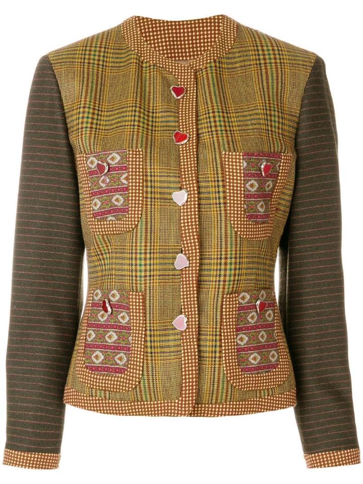 Moschino Pre-owned Plaid Collarless Jacket - Multicolour