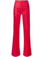 Christian Siriano Flared Trousers, Women's, Size: 8, Red, Silk