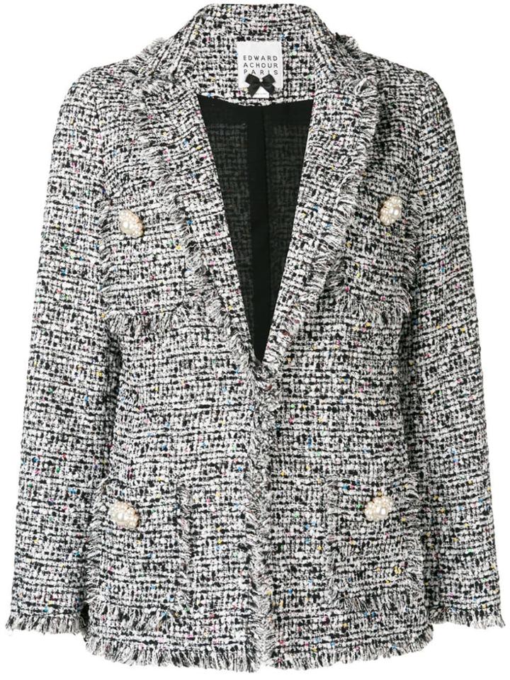 Edward Achour Paris Bouclé Tweed Blazer - Black