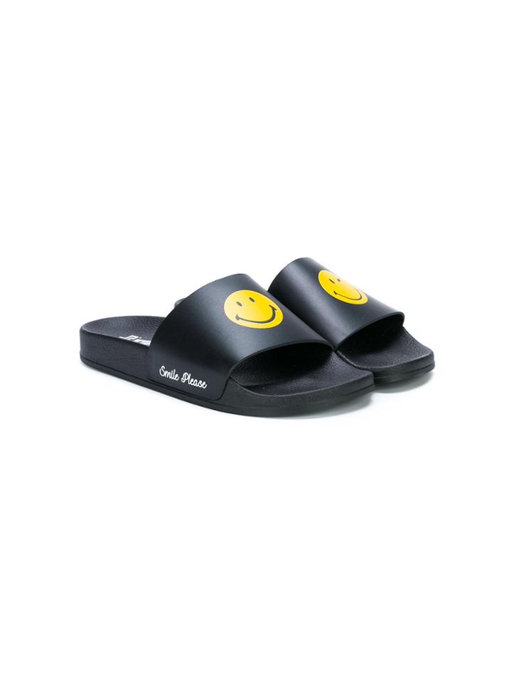 Joshua Sanders Kids Smiley Face Pool Slides - Black