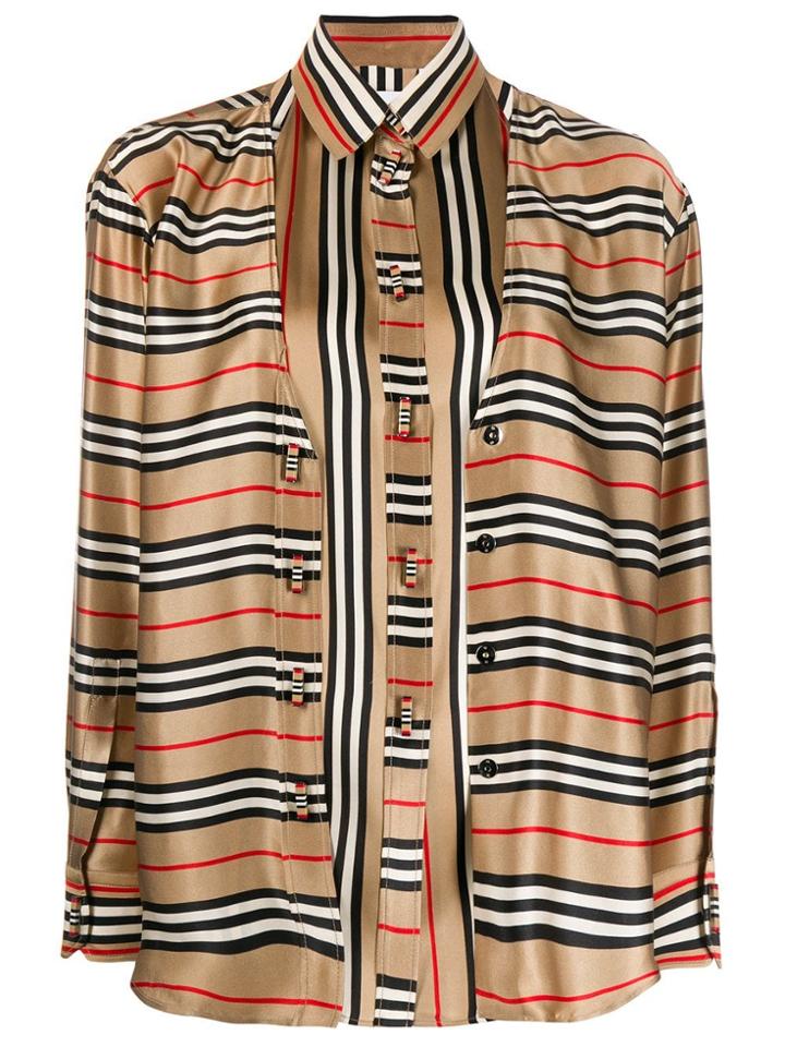Burberry Double-layer Striped Shirt - Neutrals