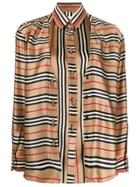 Burberry Double-layer Striped Shirt - Neutrals