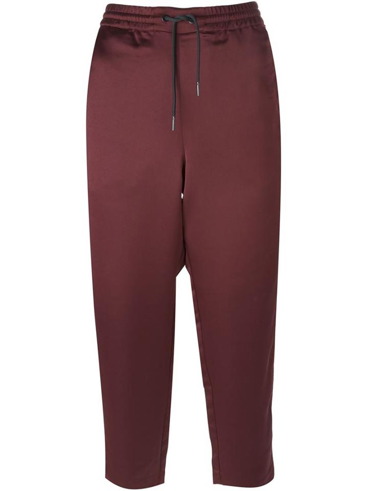 T By Alexander Wang Cropped Track Pants, Women's, Size: 0, Red, Polyester