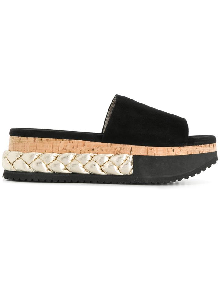 Agl Braided Platform Slippers - Black