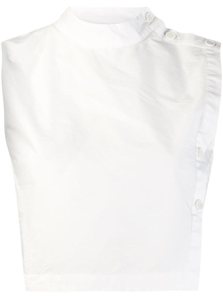 Reality Studio Crop-top With Side Buttons - White