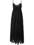 P.a.r.o.s.h. Lace Trim Maxi Dress, Women's, Size: Large, Black, Cotton/polyester