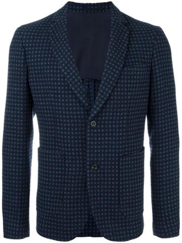 Paolo Pecora Tonal Pattern Blazer, Men's, Size: 52, Blue, Virgin Wool/polyamide/viscose/polyester