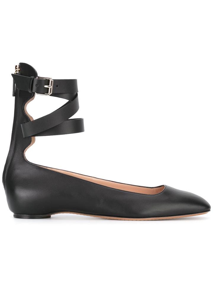 Valentino Valentino Garavani Ankle Strap Ballerinas - Black