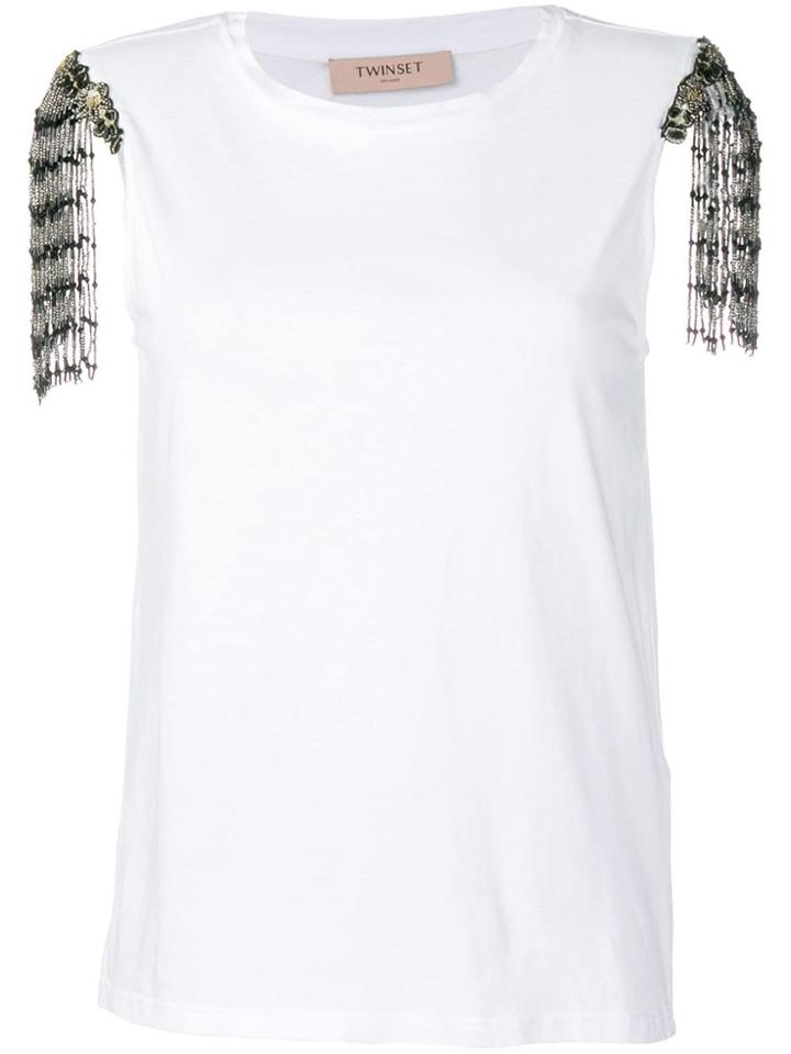 Twin-set Embellished Tank Top - White
