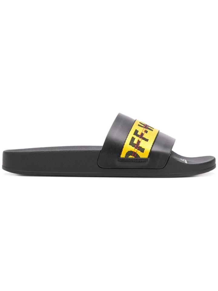 Off-white Caution Tape Logo Slides - Black