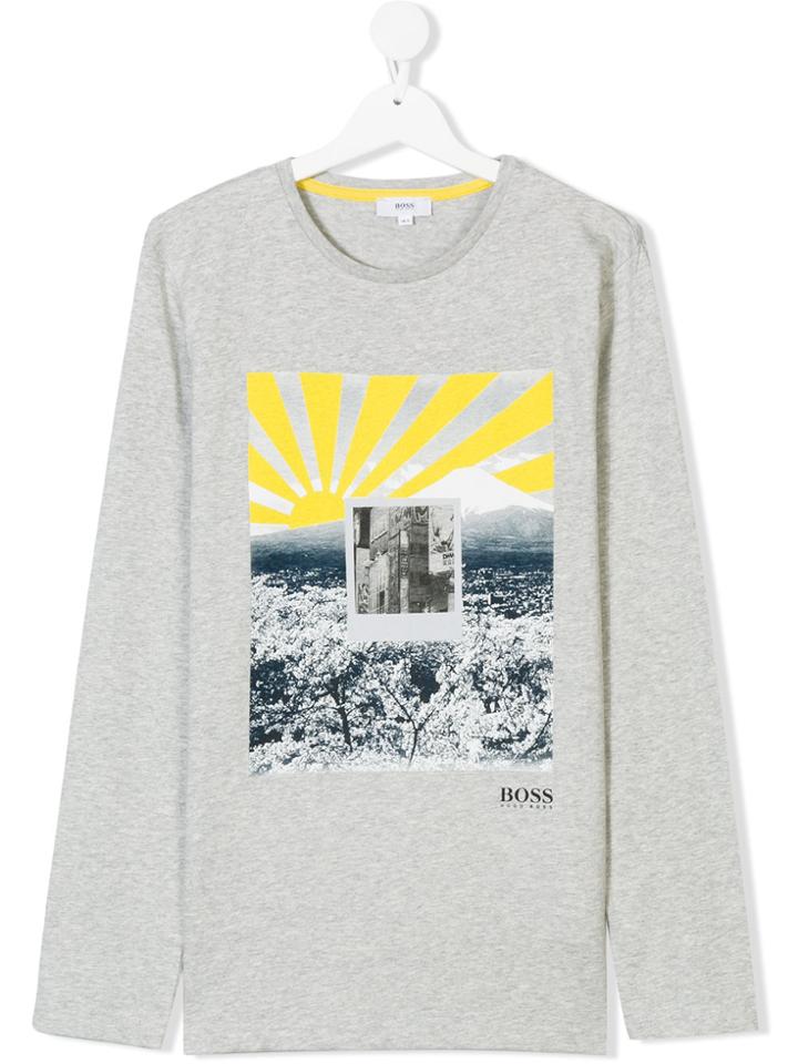 Boss Kids Polaroid Print T-shirt - Grey