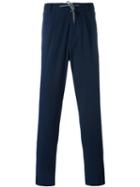 Brunello Cucinelli Drawstring Trousers, Men's, Size: 52, Blue, Cotton/spandex/elastane