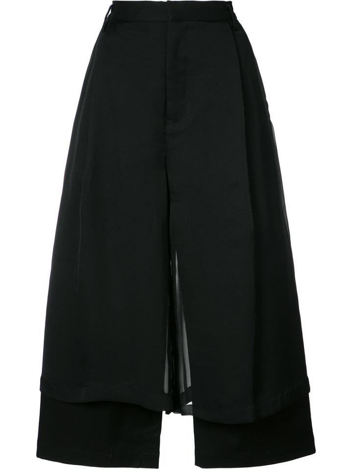 Comme Des Garçons Noir Kei Ninomiya - Double-layer Wide-leg Trousers - Women - Cotton/polyester/polyurethane - S, Women's, Black, Cotton/polyester/polyurethane